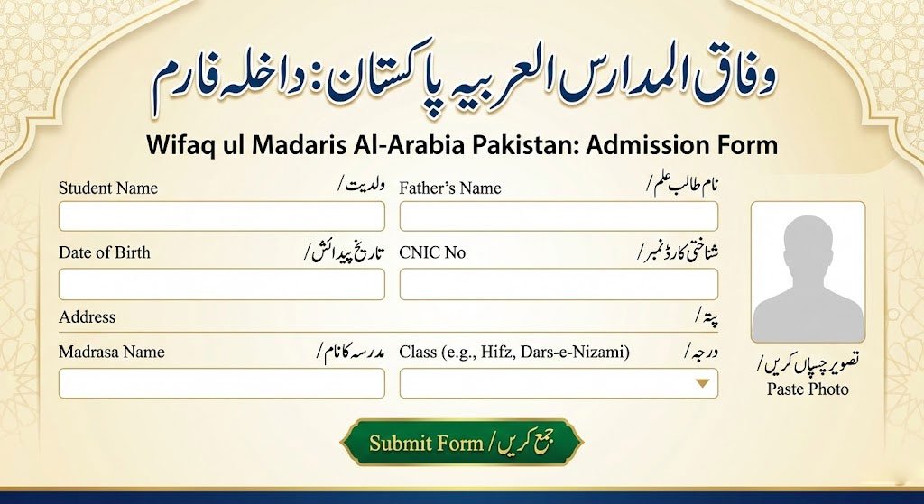 Wifaq ul Madaris Admission Form