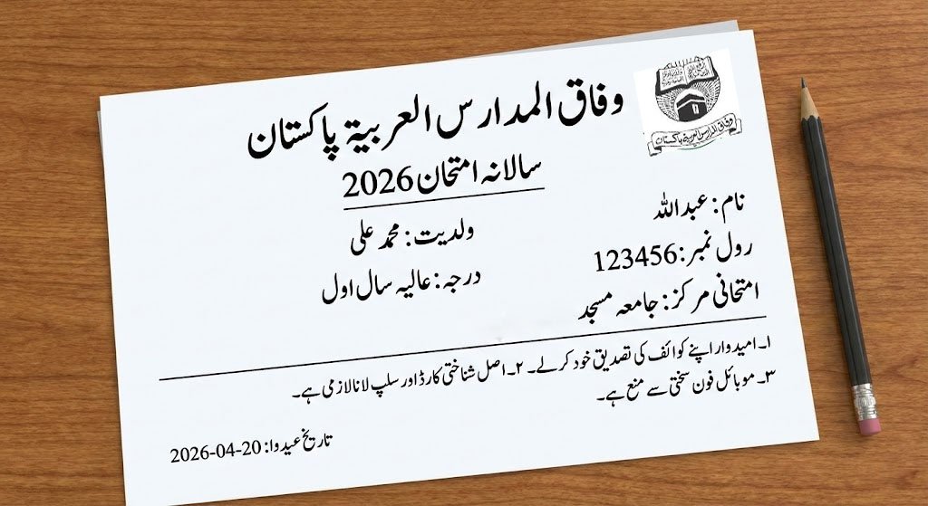 Wifaq ul Madaris Roll Number Slip 2026 (1447 Hijri) Download
