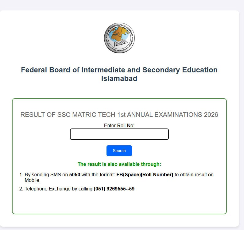 FBISE Federal Board Result 2026 Check Online
